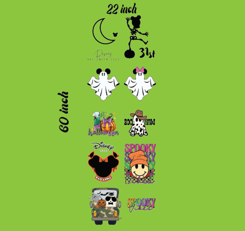 Ready to Press DTF Transfers Halloween Mix Designs