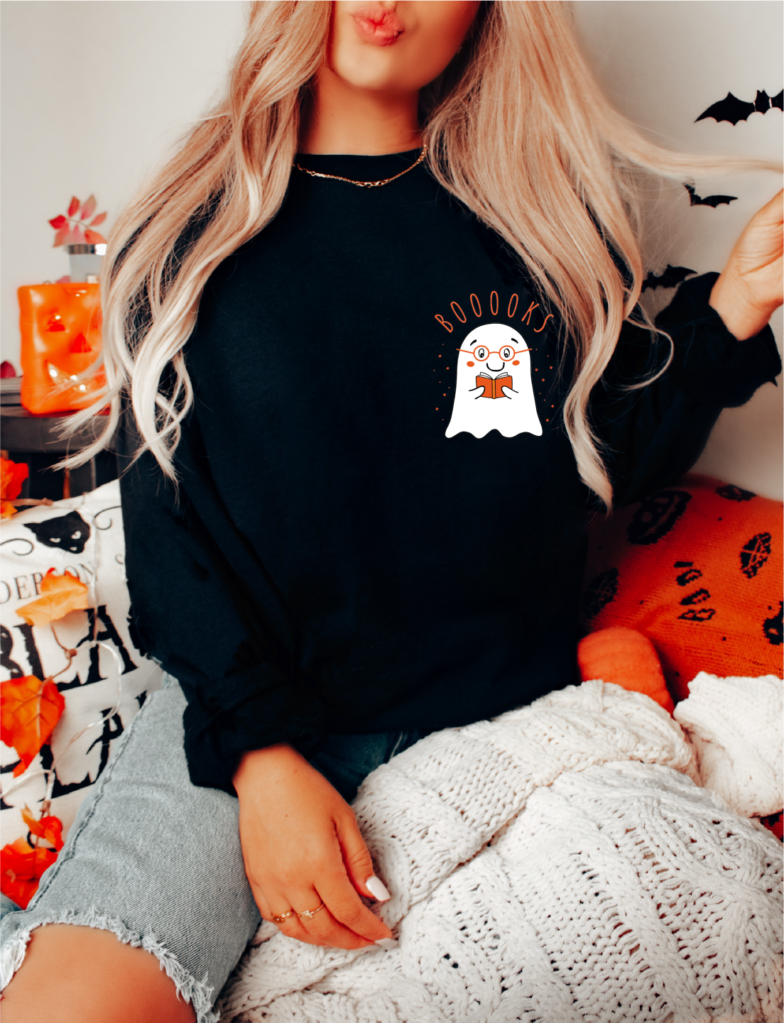 Ghost Reading Books Sweatshirt