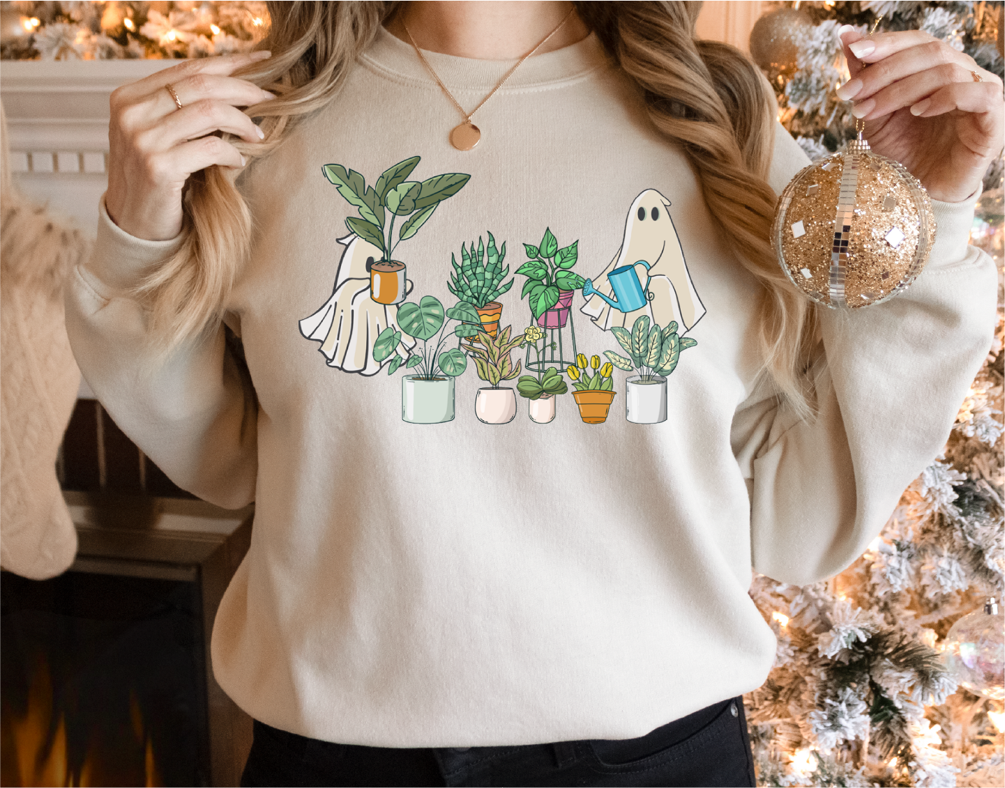 Ghost Garden Watering Flowers Sweatshirt,