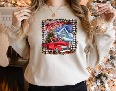 Merry Christmas Red Truck Sweatshirt Merry Christmas Red Truck Sweatshirt