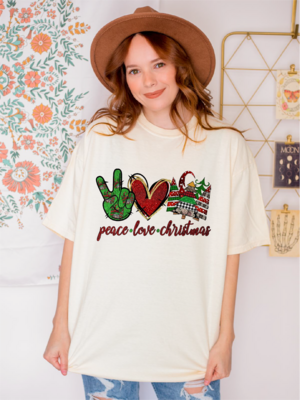 Peace Love Christmas Shirt, Comfort Color Shirt