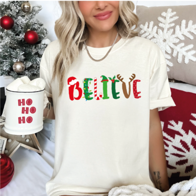 Christmas T Shirt Comfort Colors Believe