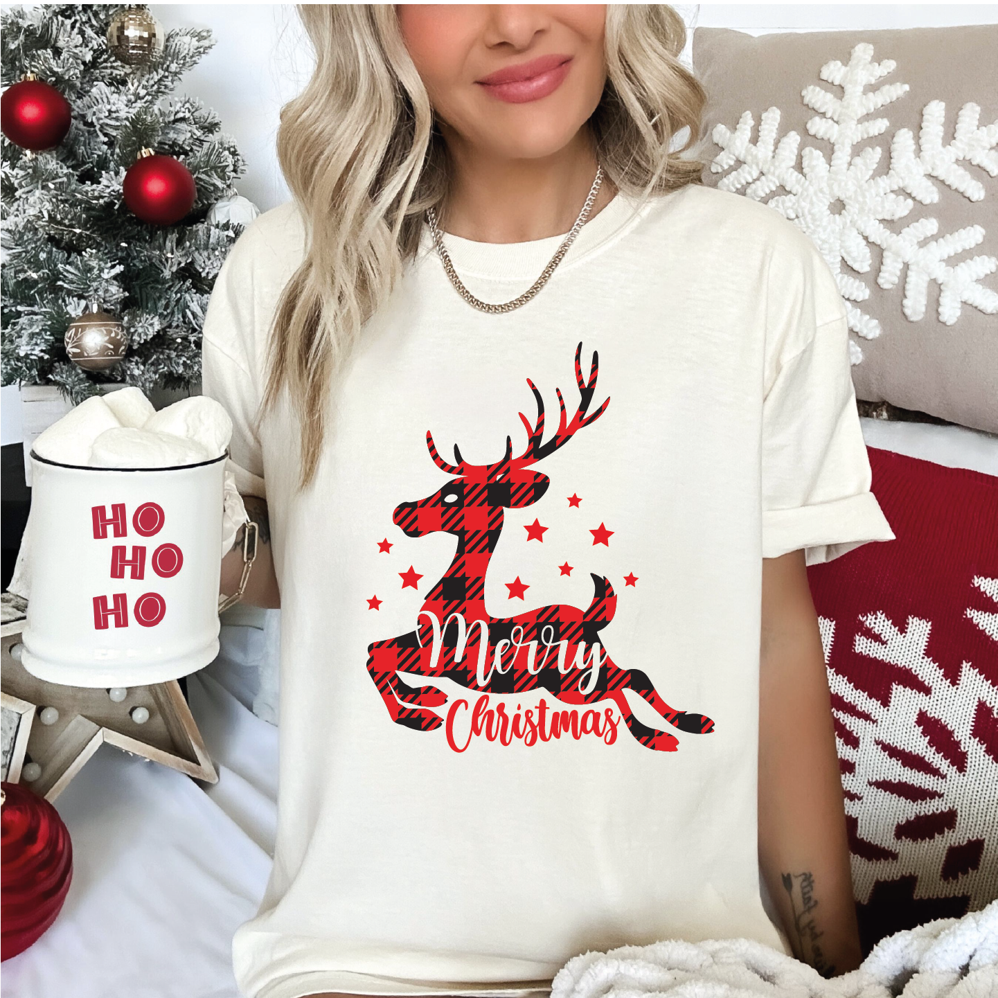 Christmas T Shirt Comfort Colors Reindeer