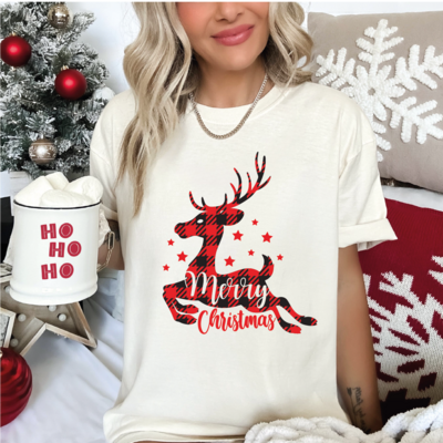 Christmas T Shirt Comfort Colors Reindeer