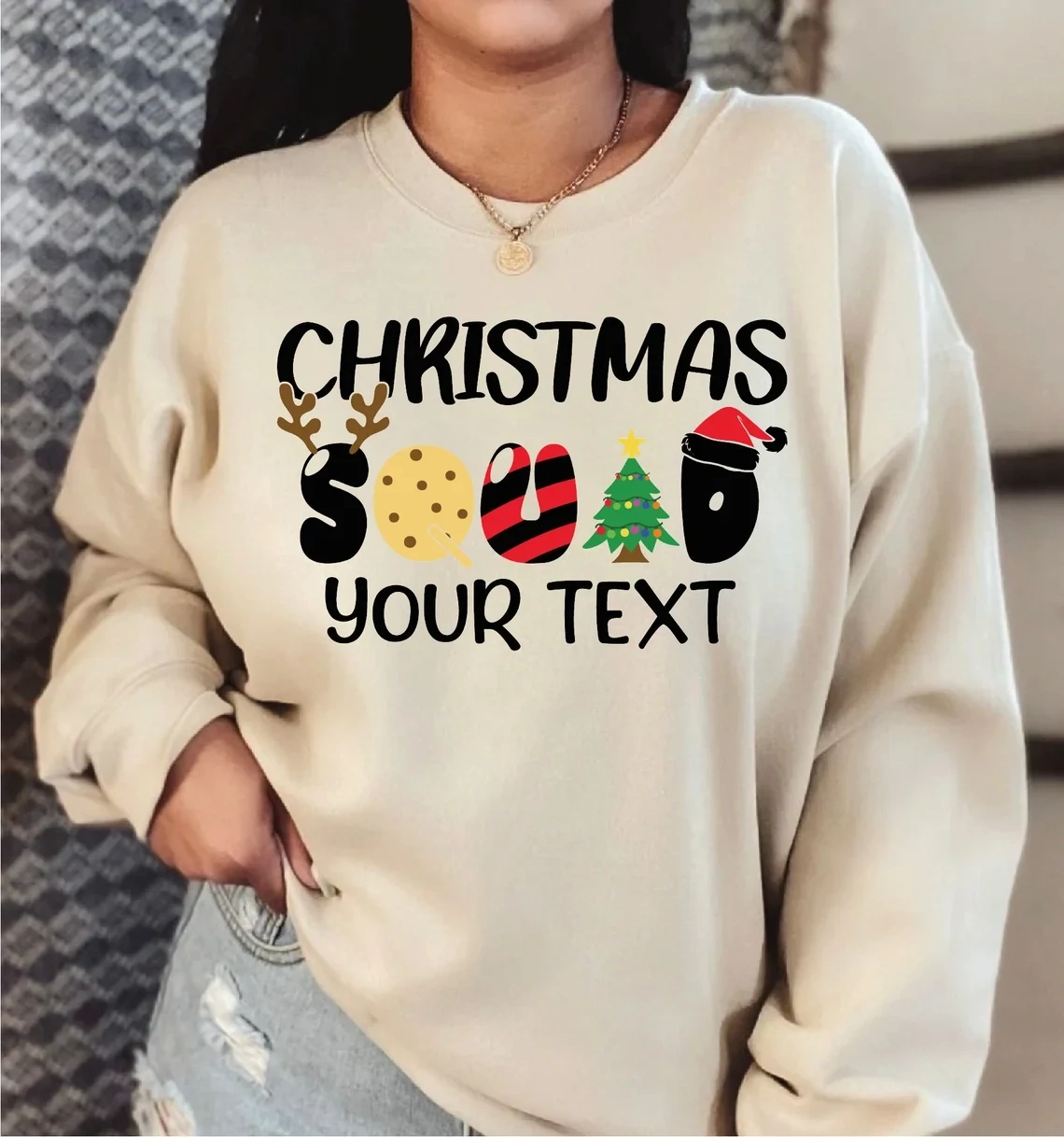 Custom Christmas Squad Family Sweatshirt, Custom Family Sweatshirt