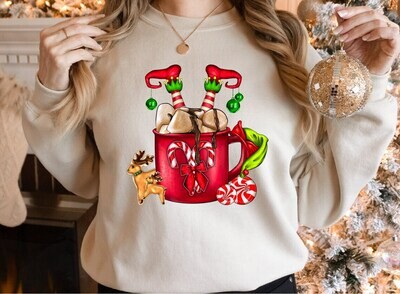 Cute Christmas Coffee Sweatshirt, Christmas Shirt Coffee Lover Gift, Christmas Hoodie,
