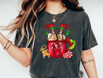 Comfort Colors Cute Christmas Coffee Shirt, Christmas Shirt Coffee Lover Gift, Christmas Shirt