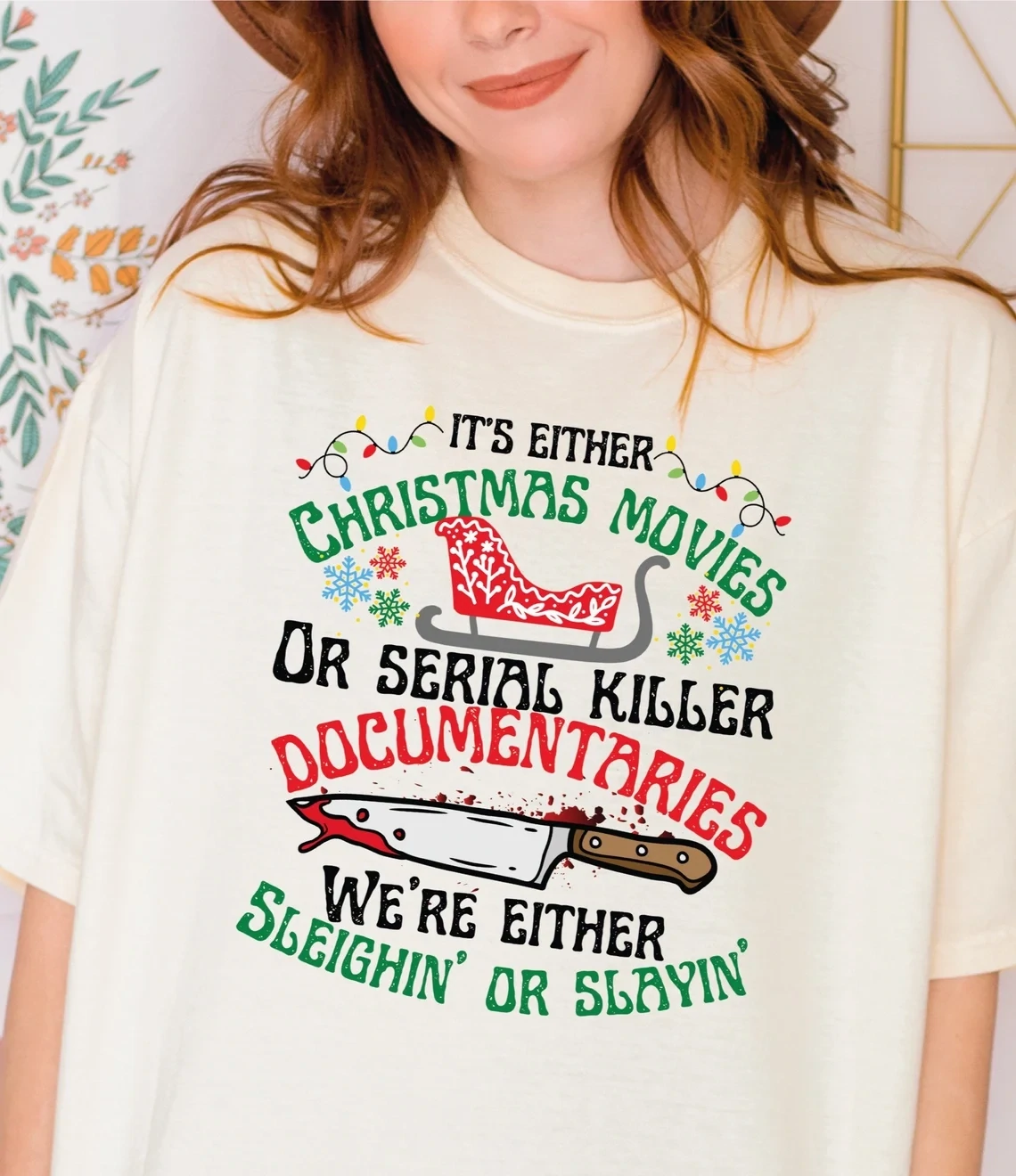 Comfort Colors Christmas Movie Shirt, It&#39;s Either Serial Killer Documentaries