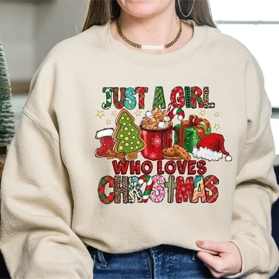 Just A Girl Who Loves Christmas Sweatshirt, Women&#39;s Christmas Sweatshirt