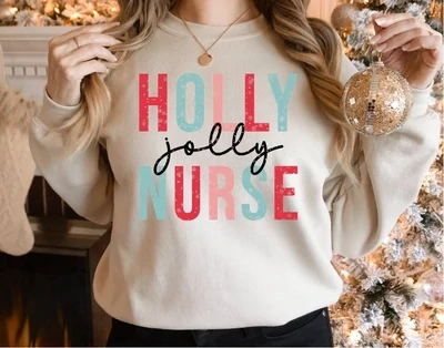 Nurse Christmas Sweatshirt, Holly Jolly Nurse Sweatshirt