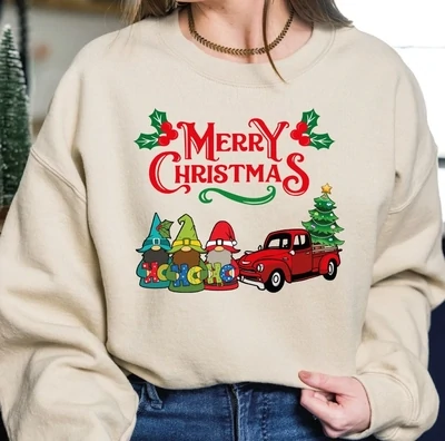 Merry Christmas Sweatshirt, Ho Ho Ho Sweater, Christmas Red Truck Hoodie