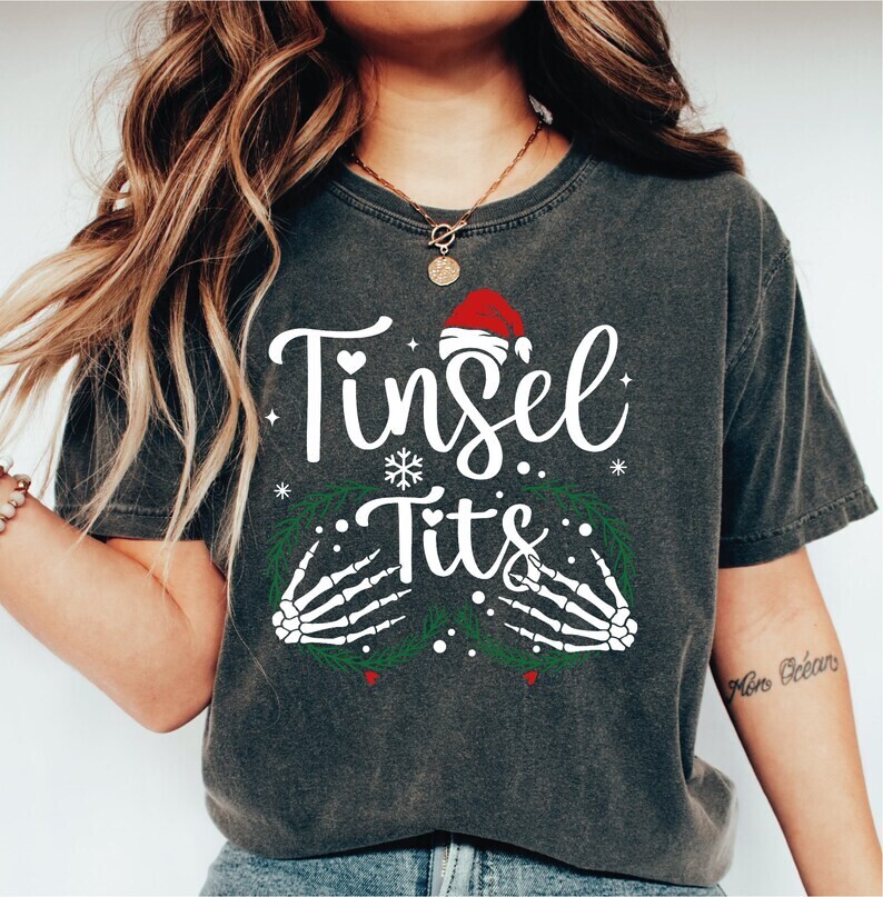 Jingle Balls Tinsel Tits Comfort Colors Shirt , Matching Couple Christmas Shirt, Funny Christmas T-Shirt