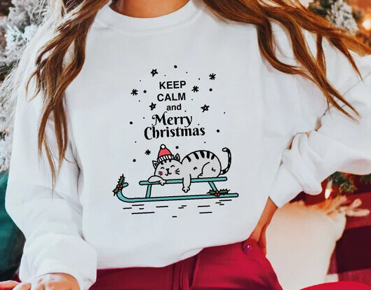 Keep Calm And Merry Christmas Cat Sweatshirt