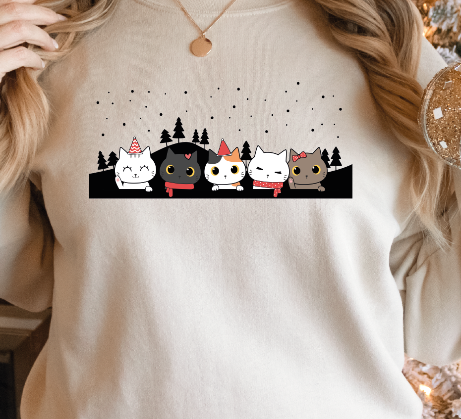 Christmas Cat Design Sweatshirt