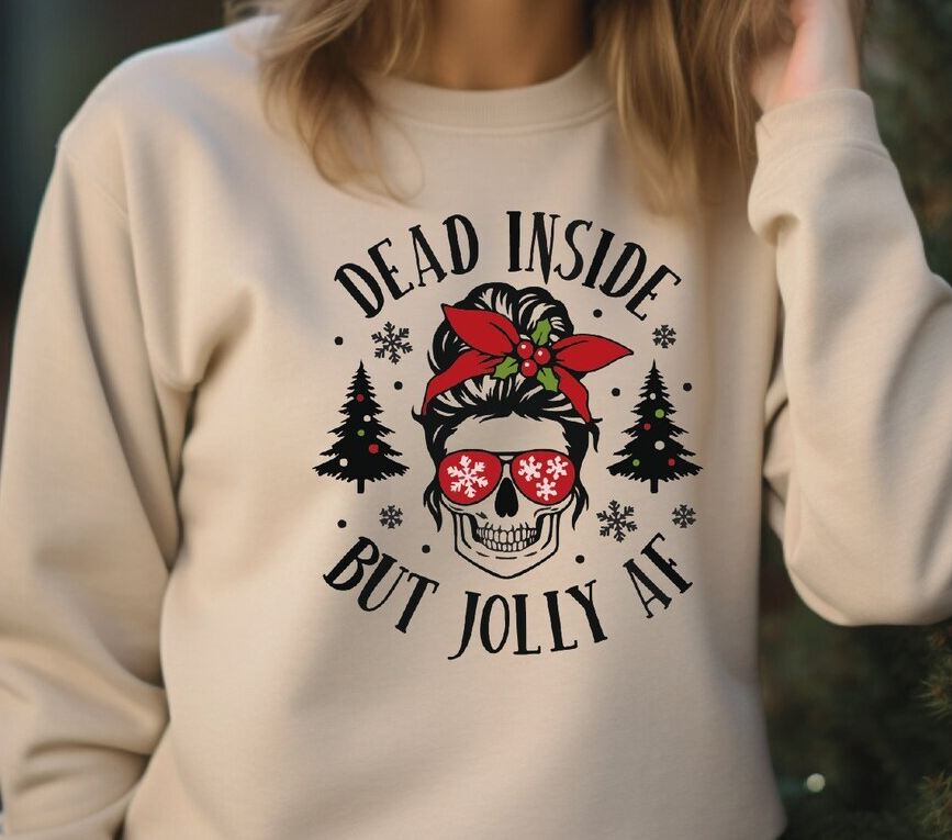 Funny Christmas Hoodie, Christmas Sweater, Skeleton Shirt , Dead Inside But Jolly Af