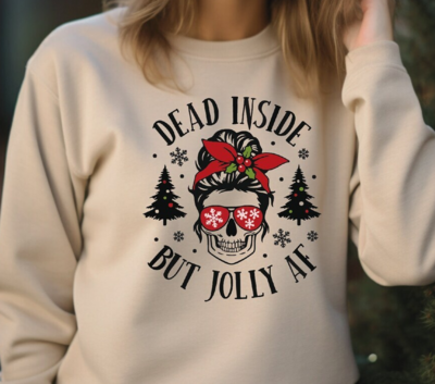 Funny Christmas Hoodie, Christmas Sweater, Skeleton Shirt , Dead Inside But Jolly Af