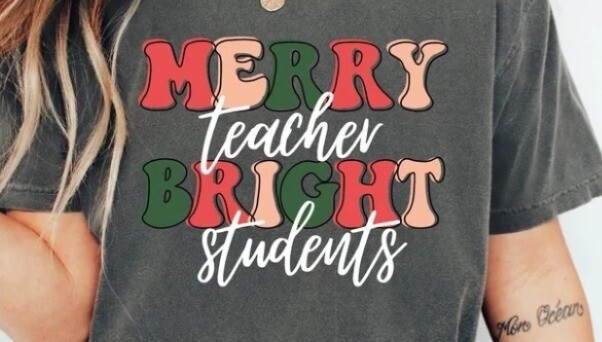 Merry Teacher Bright Students Shirt, Comfort Colors Shirt, Christmas Teacher Shirt