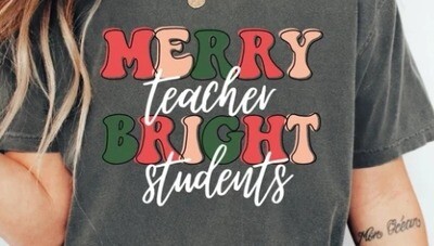Merry Teacher Bright Students Shirt, Comfort Colors Shirt, Christmas Teacher Shirt