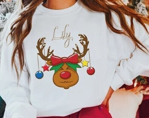 Unisex Sweet Deer Design Personalized Christmas Sweatshirt