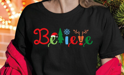 Unisex Family Believe Christmas Shirt Unisex Family Believe Christmas Shirt