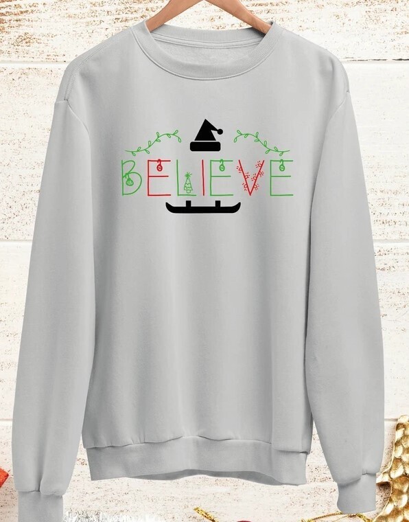 Unisex Believe Hat Design Christmas Sweatshirt