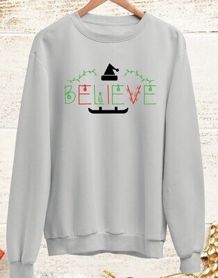 Unisex Believe Hat Design Christmas Sweatshirt