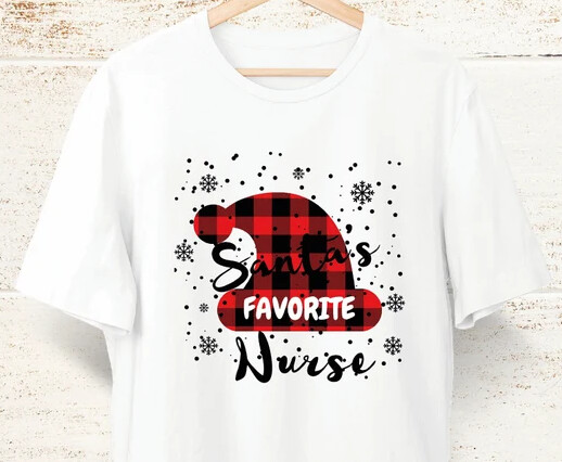 Santa&#39;s Favorite Nurse Cute Star Shirt