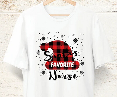 Santa&#39;s Favorite Nurse Cute Star Shirt