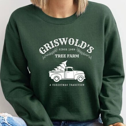 Unisex Griswold&#39;s Tree Farm Top Tractor Sweatshirt