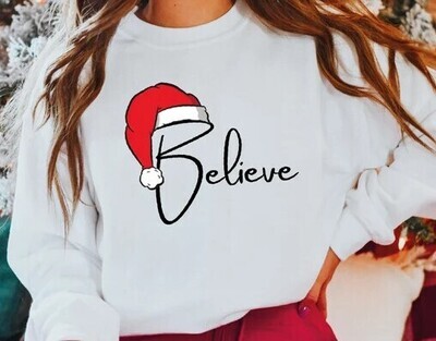 Unisex Believe Design With Hat Christmas Sweatshirt