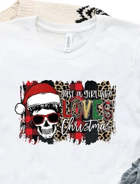 Just A Girl Who Loves Christmas Skull Design Shirt