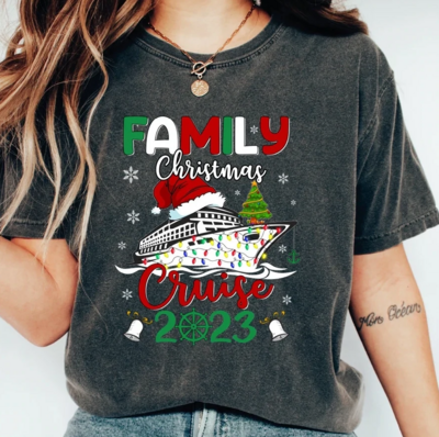Comfort Colors Christmas Cruise 2023 Shirt, Family Christmas Crew 2023 Trip Tee, Christmas Family Vacation Shirt