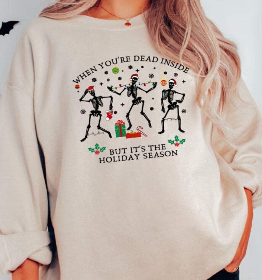 Skeleton Dancing Christmas Sweatshirt, Funny Christmas Sweater, Holiday Season Sweatshirt, Christmas Skeleton