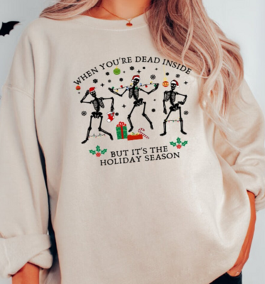 Skeleton Dancing Christmas Sweatshirt, Funny Christmas Sweater, Holiday Season Sweatshirt, Christmas Skeleton