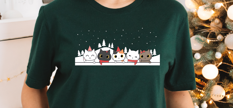 Christmas Cat Design Shirt