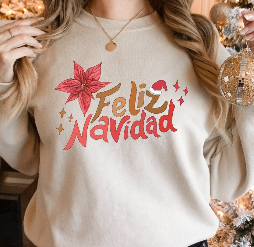 Feliz Navidad Sweatshirt, Spanish Merry Christmas Sweatshirt