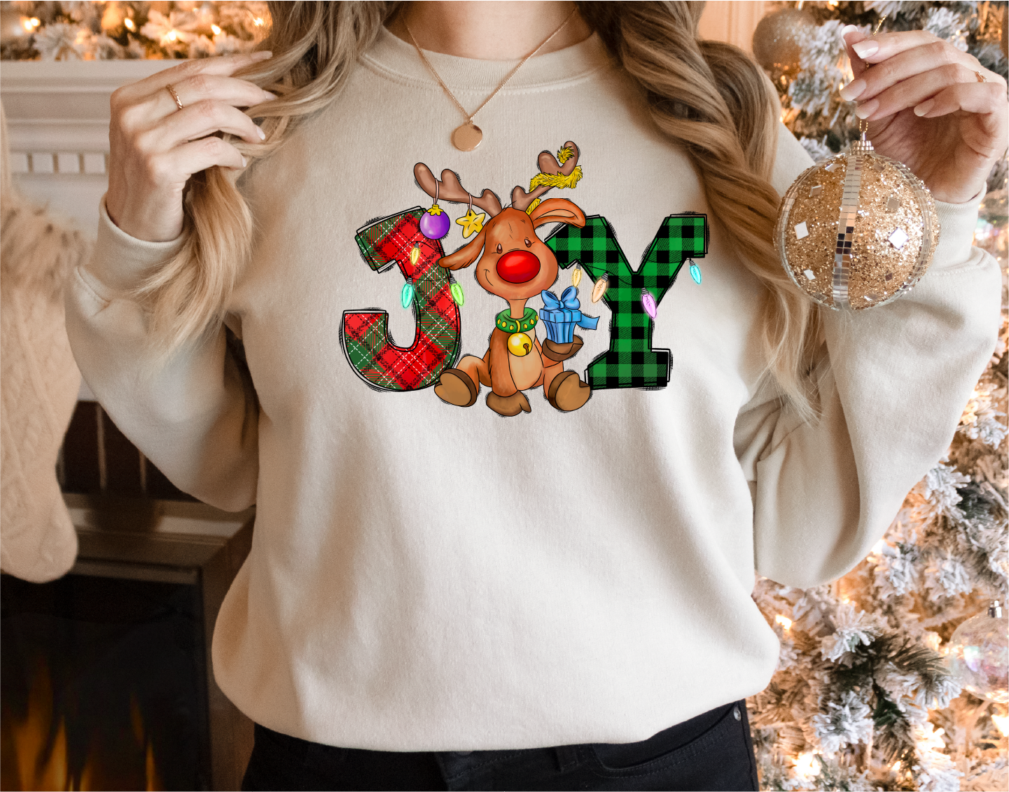 Joy Reindeer Sweatshirt, Christmas Joy Hoodie, Cute Reindeer Sweater,