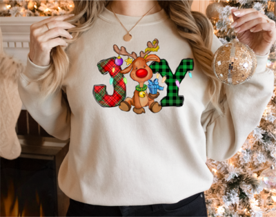 Joy Reindeer Sweatshirt, Christmas Joy Hoodie, Cute Reindeer Sweater,