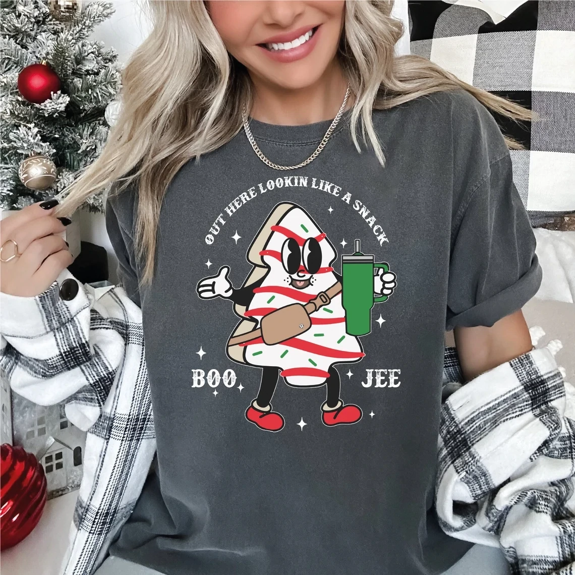 Comfort Colors Boo Jee Christmas Shirt, Boojee Out Here Lookin Like A Snack Shirt