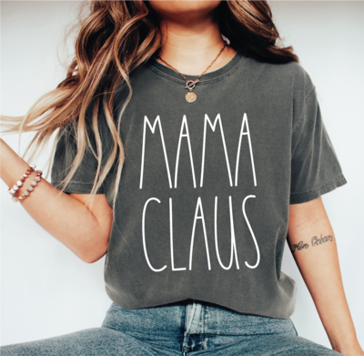 Mama Claus Daddy Claus Christmas Personalized Couple Comfort Colors Shirts, Christmas Mama Mini Shirt, Mama Daddy Matching Christmas T-shirts