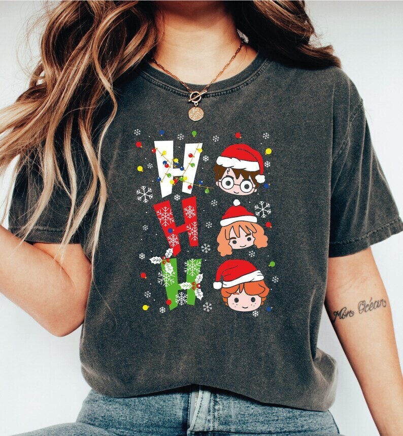 Comfort Colors Ho Ho Ho Christmas Shirt, Funny Christmas Tee, Wizard Shirt, Magic Christmas Shirt