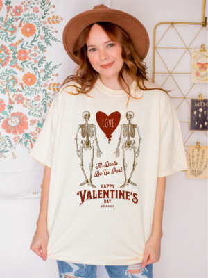 Happy Valentines Day, Comfort Colors Skeleton Shirt