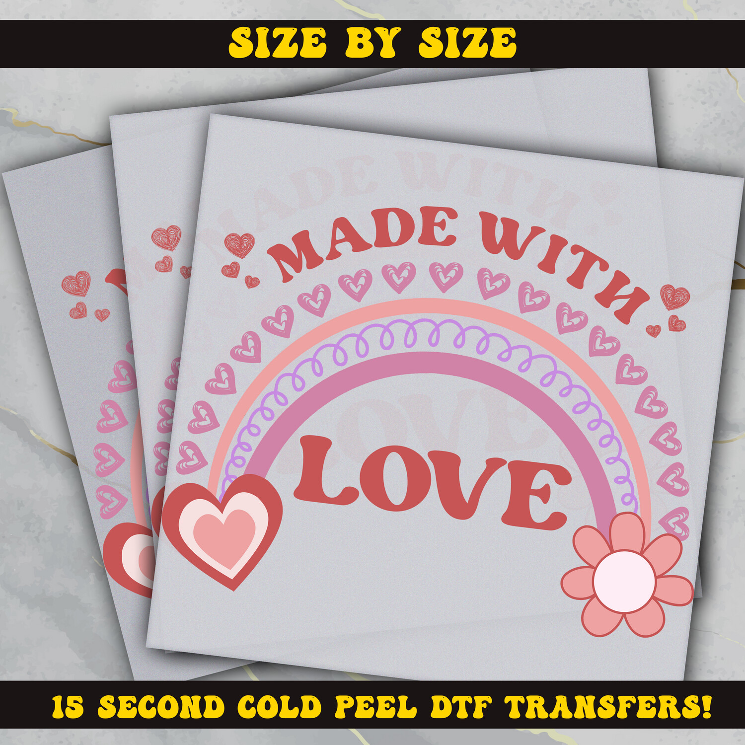 Mde With Love, Valentines Day, DTF Ready To Press