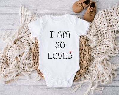 I Am So Loved Baby Onesie, Cute Valentines Day Bodysuits