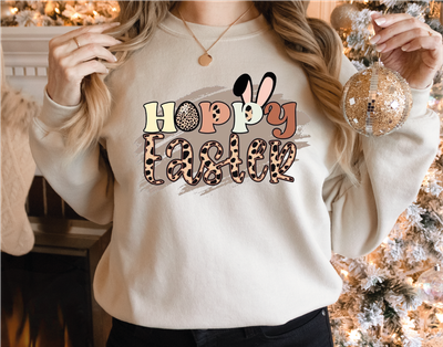 Happy Easter Sweatshirt, Happy Easter Bunnies Leopard Sweatshirt, Bunny Hoodie