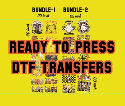 Ready to Press DTF Transfers Halloween Designs Bundle