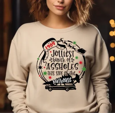 Custom Jolliest Bunch Of this side of the Nuthouse Sweatshirt, Personalized Christmas Group Sweatshirt