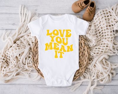 Love You Mean It Baby Bodysuit, Vintage Style Onesie