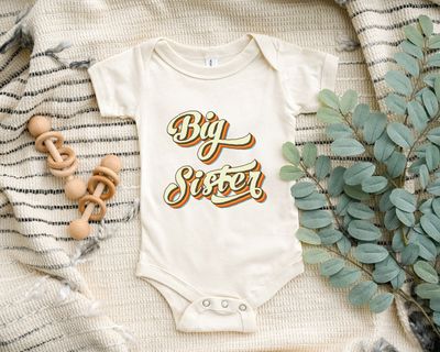 Retro Big Sister Toddler Shirt, Cute Big Sister Onesie