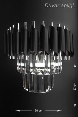 Luxury Palmyra Crystal Stone Wall Sconce - (Black - Chrome)